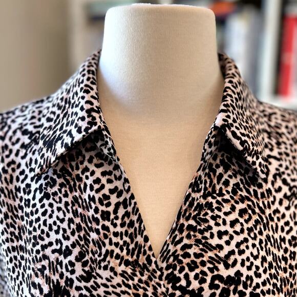 WORTHINGTON Animal Print Blouse Size PXL Classic Business Casual Comfort Preppy - Picture 4 of 11